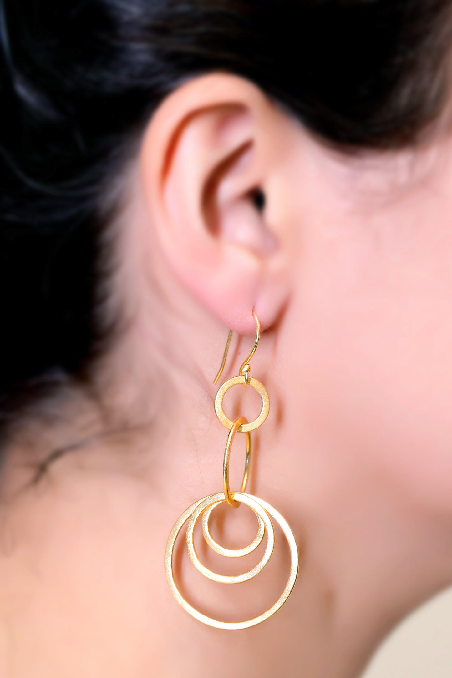 GAVI® Rings-in-Rings Elegant Meticulous Gold and Silver Plated Brass Danglers.