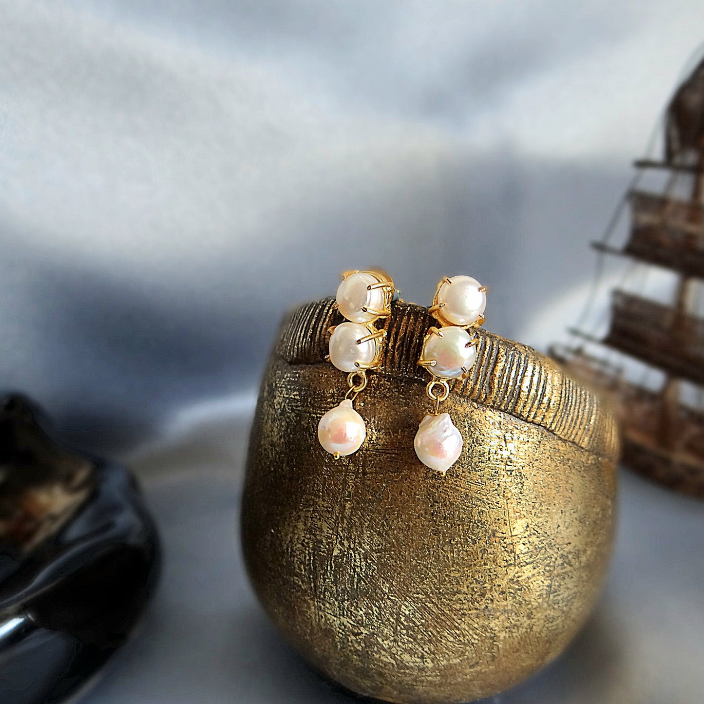 GAVI® Freshwater Pearls Graceful Drop Earrings that Emenate Opulence.