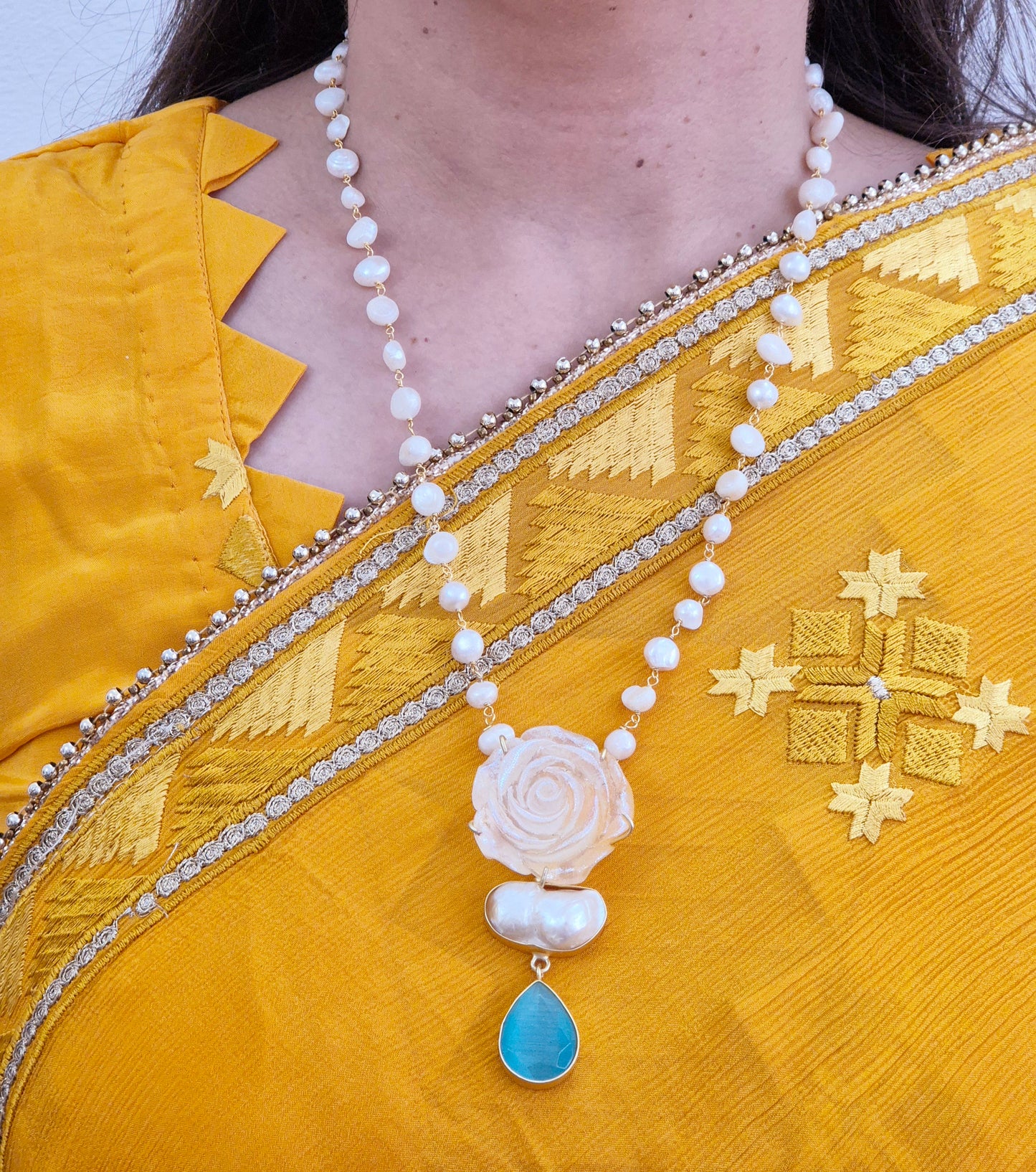 GAVI® Freshwater Pearls Blue Drop Necklace Set