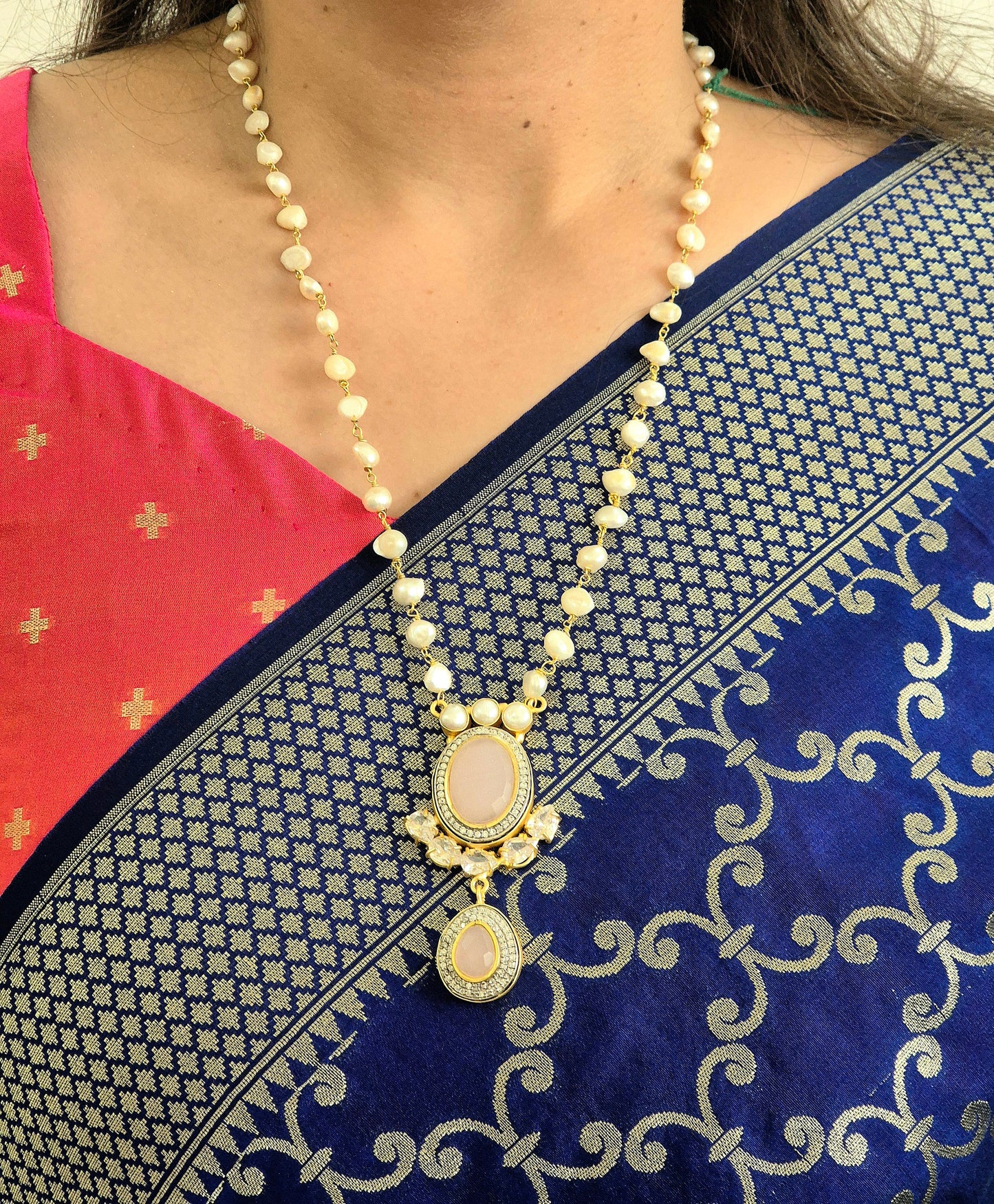 GAVI® Freshwater Pearls Bold Stone Necklace Set.