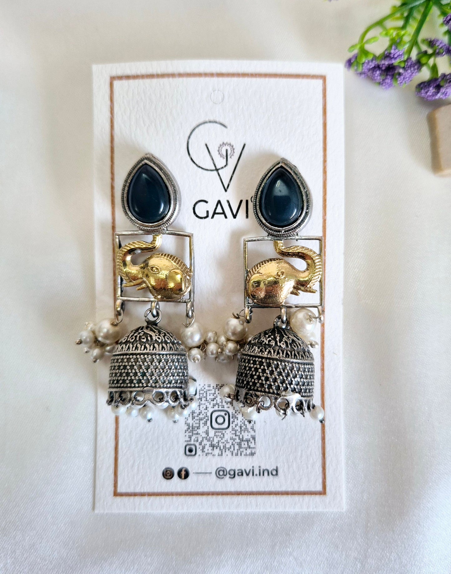 GAVI® Double Tone Oxidised Earrings.