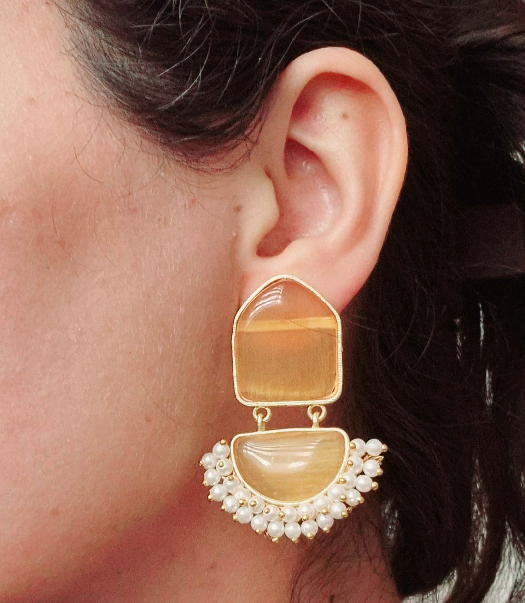 GAVI® Copper Alloy Yellow onyx stone Dangler