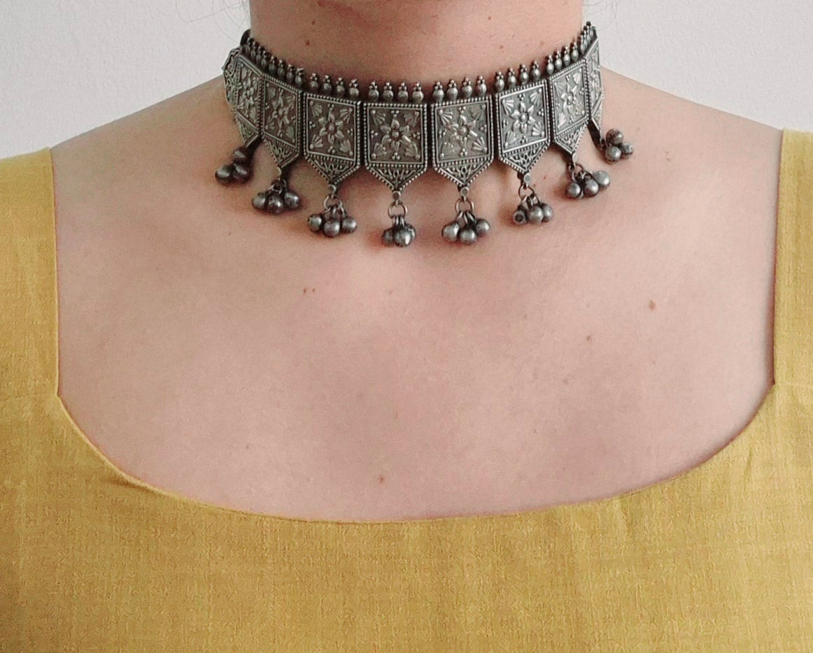 GAVI® Oxidized Jhumki Choker Necklace Set
