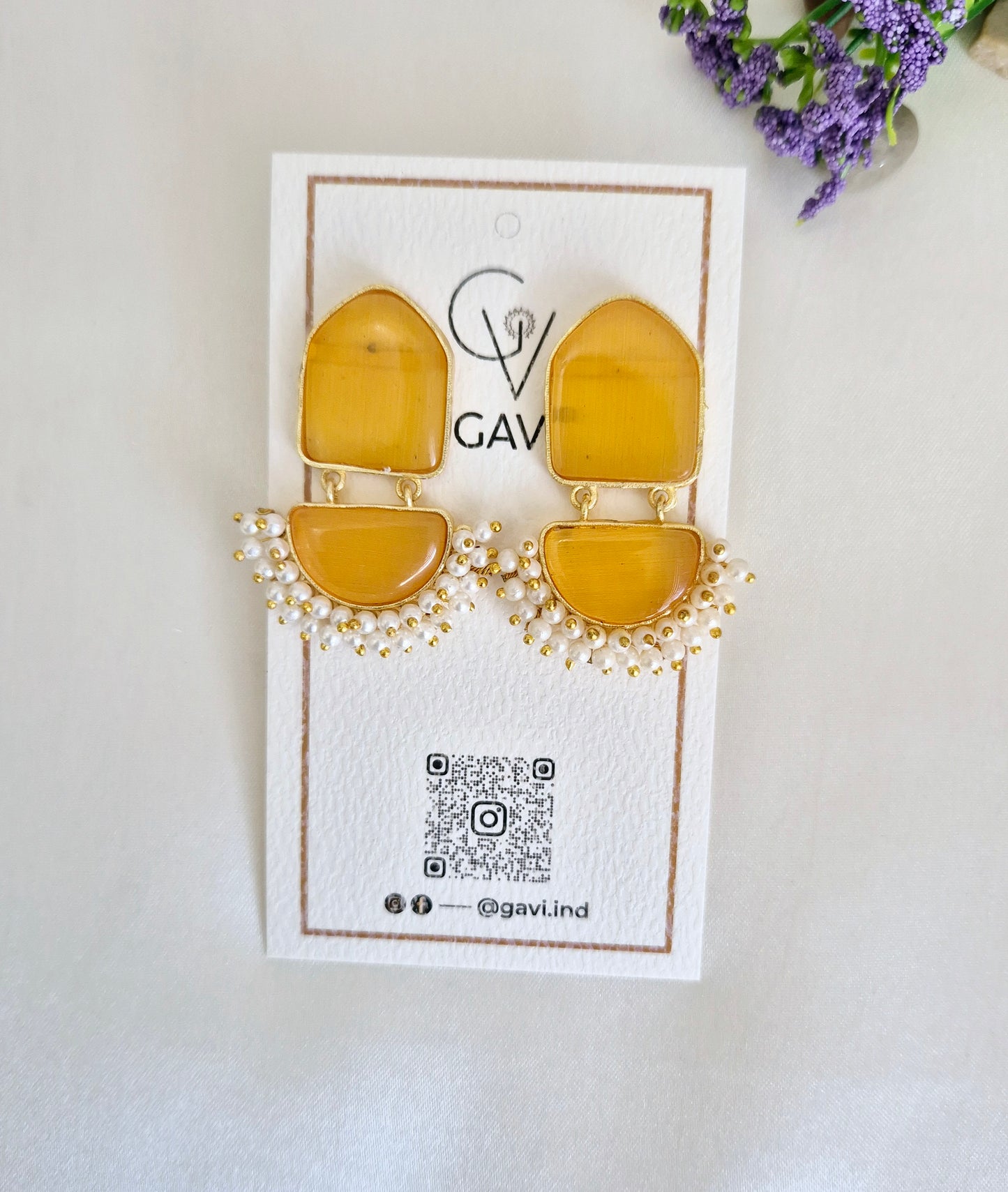 GAVI® Copper Alloy Yellow onyx stone Dangler