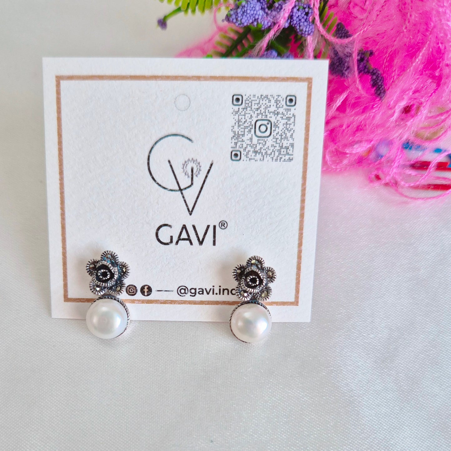 GAVI® Freshwater Pearl Flower Silver 925 Earrings