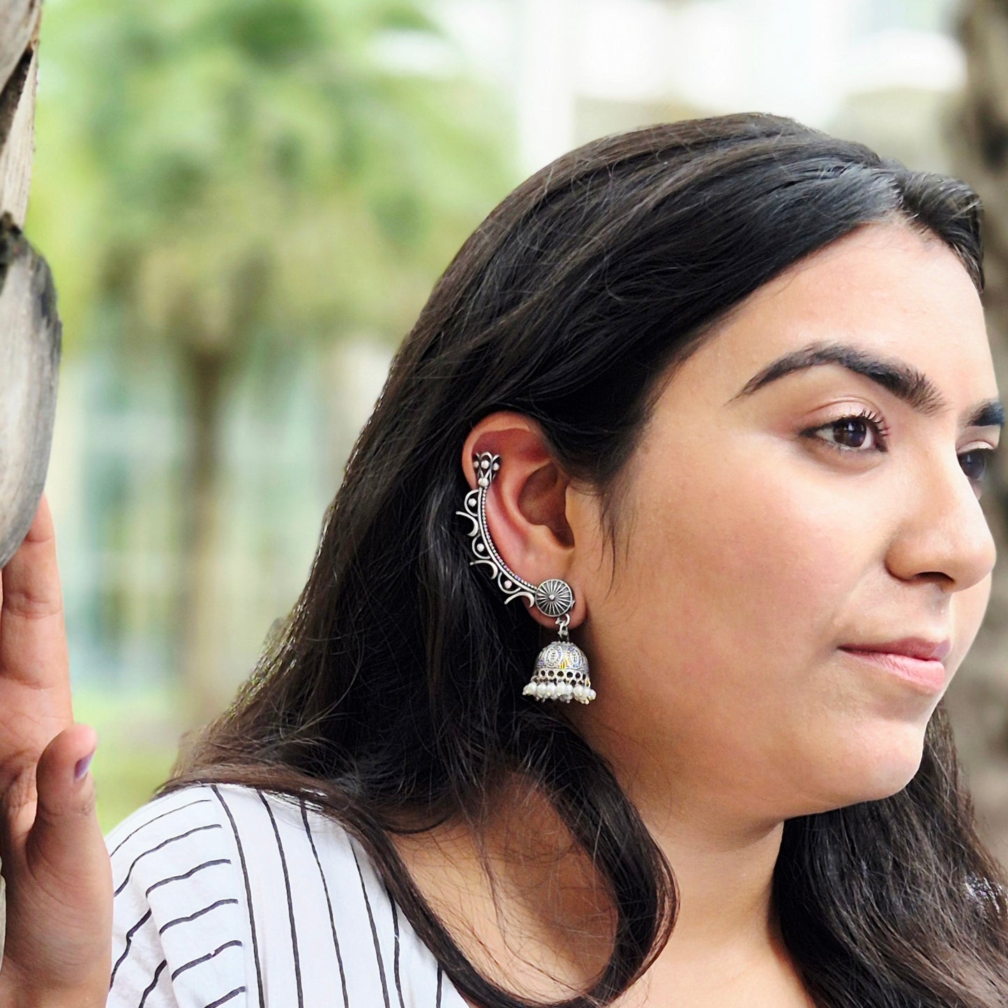 GAVI® Antique Oxidized Jhumki Ear cuff