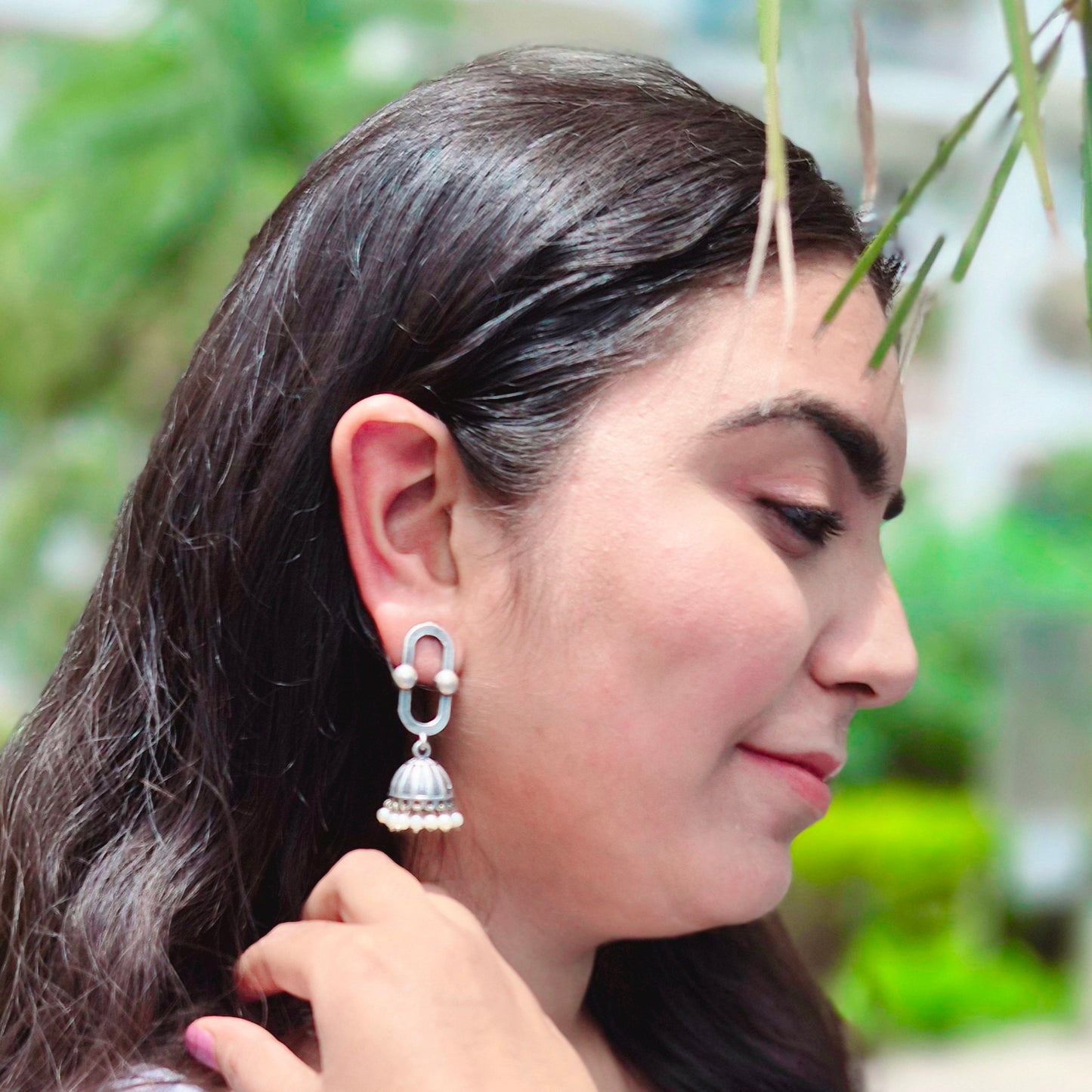GAVI® Elegant Oxidized Jhumki Earring with Beads