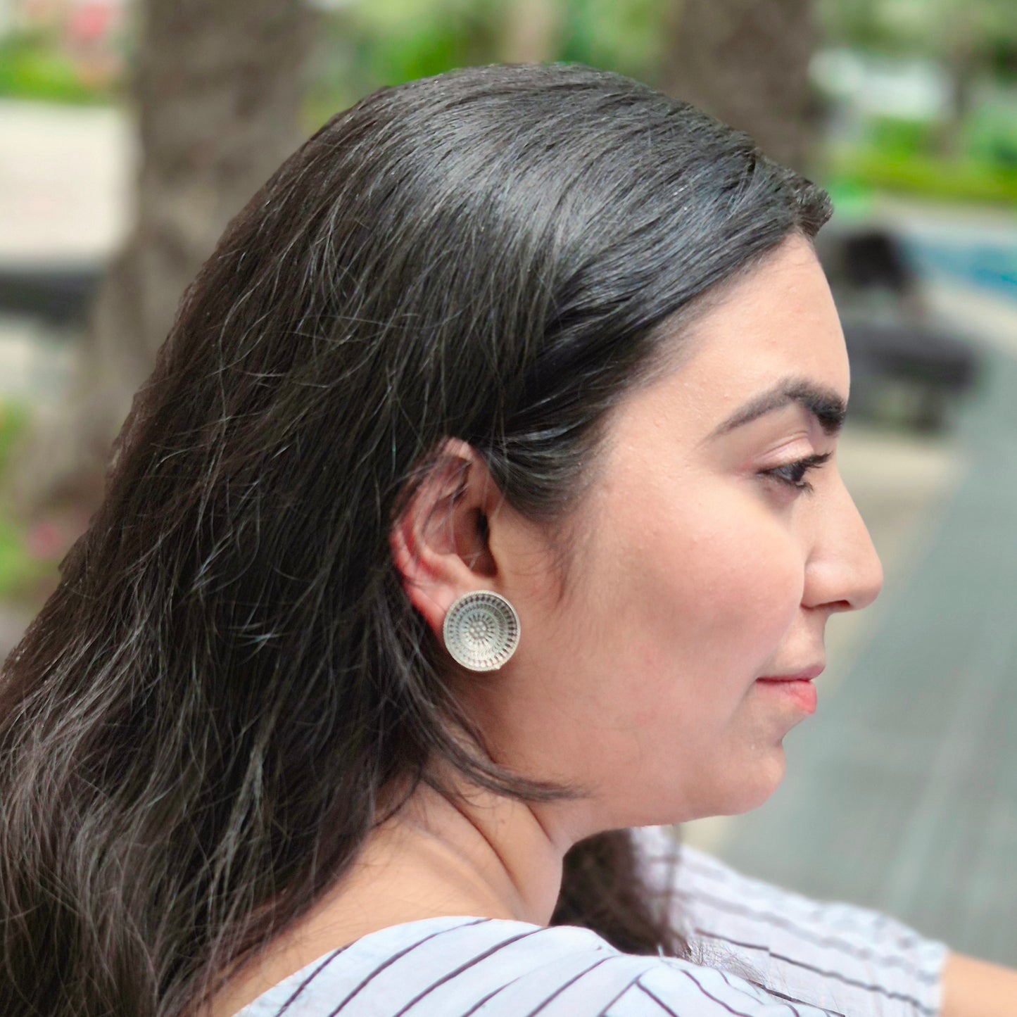 GAVI® Vintage Oxidized Round Stud Earrings