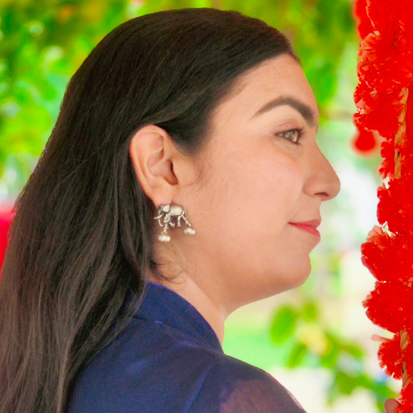 GAVI® Oxidized Royal Elephant Beads Drop Earrings