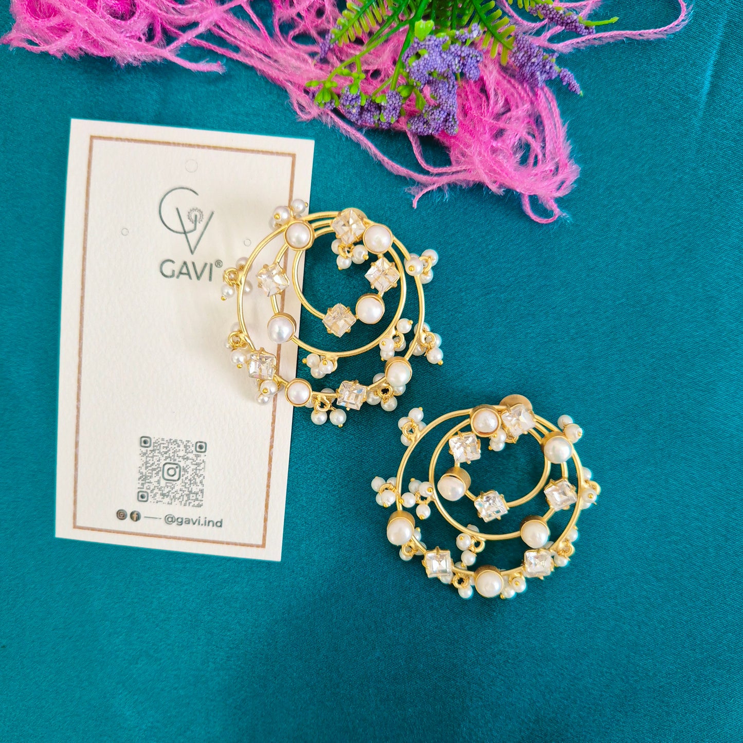 GAVI® Freshwater Pearl Hoops with Onyx Stones