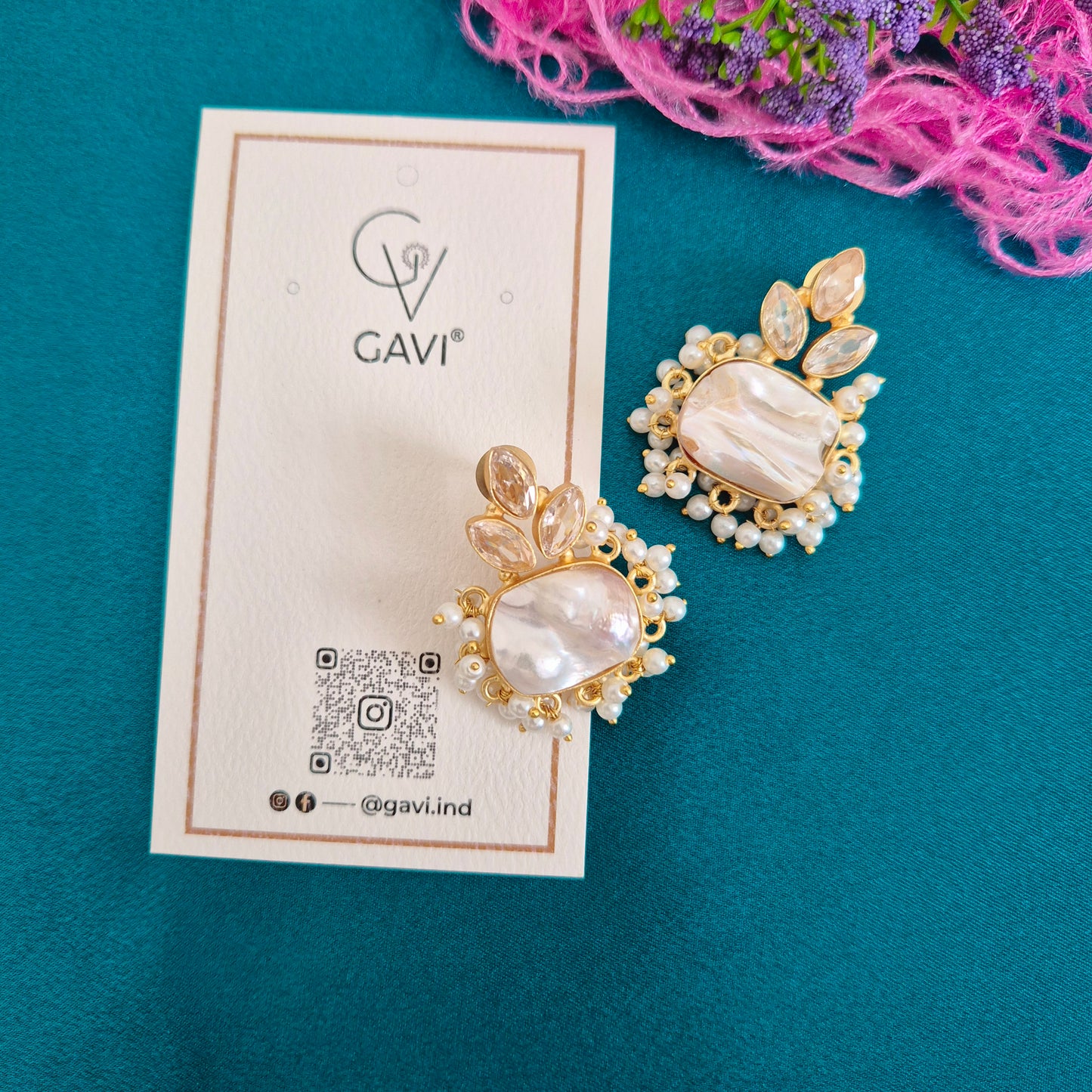 GAVI® Freshwater Pearl Earrings with White Onyx Stones