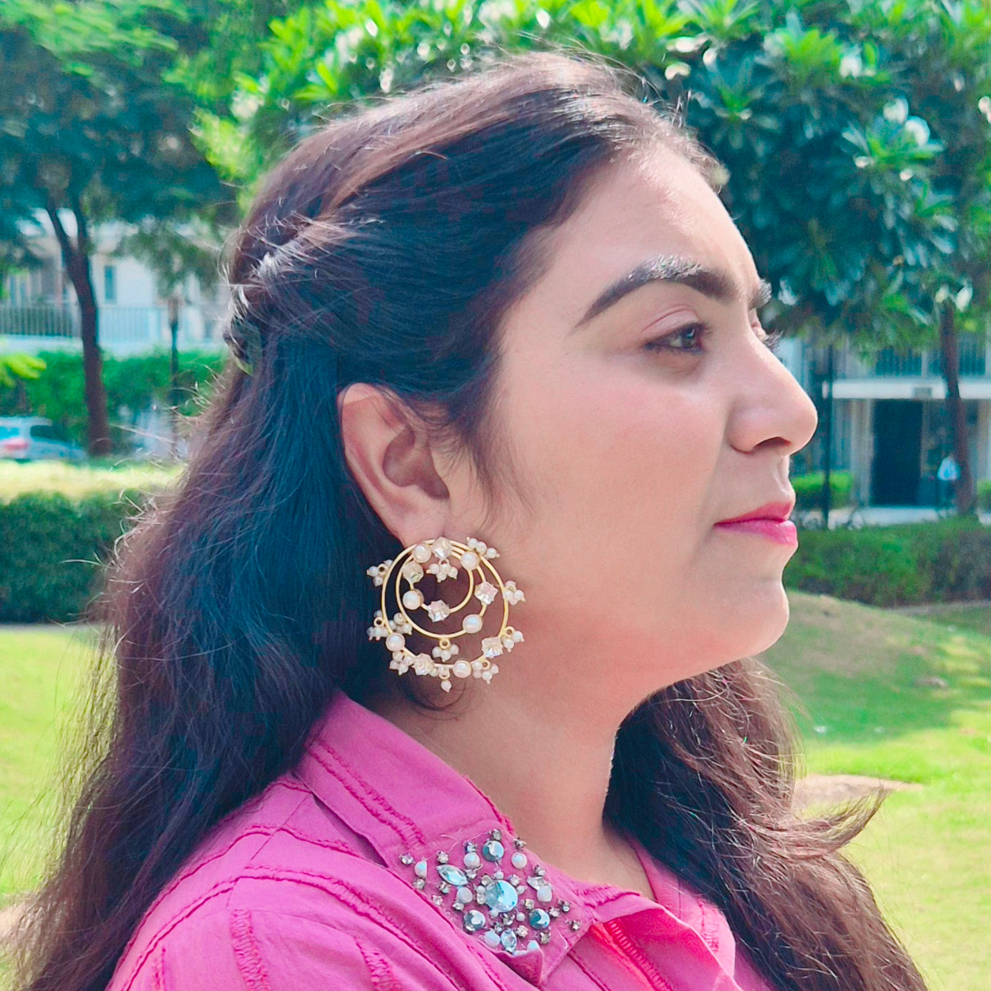 GAVI® Freshwater Pearl Hoops with Onyx Stones