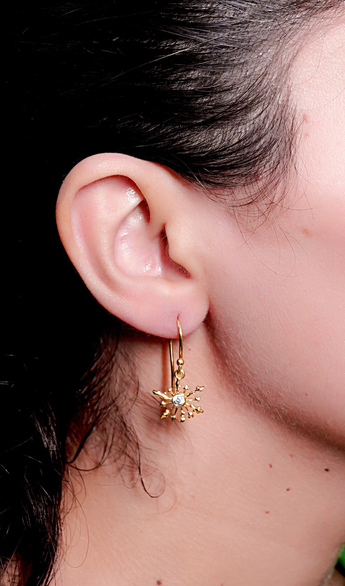GAVI® Contemporary Gold Plated with Onyx Stone Earrings.