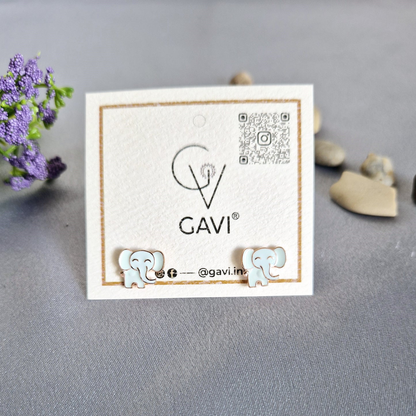 GAVI® Petite Stainless Steel Elephant Studs with Multiple Color Options.