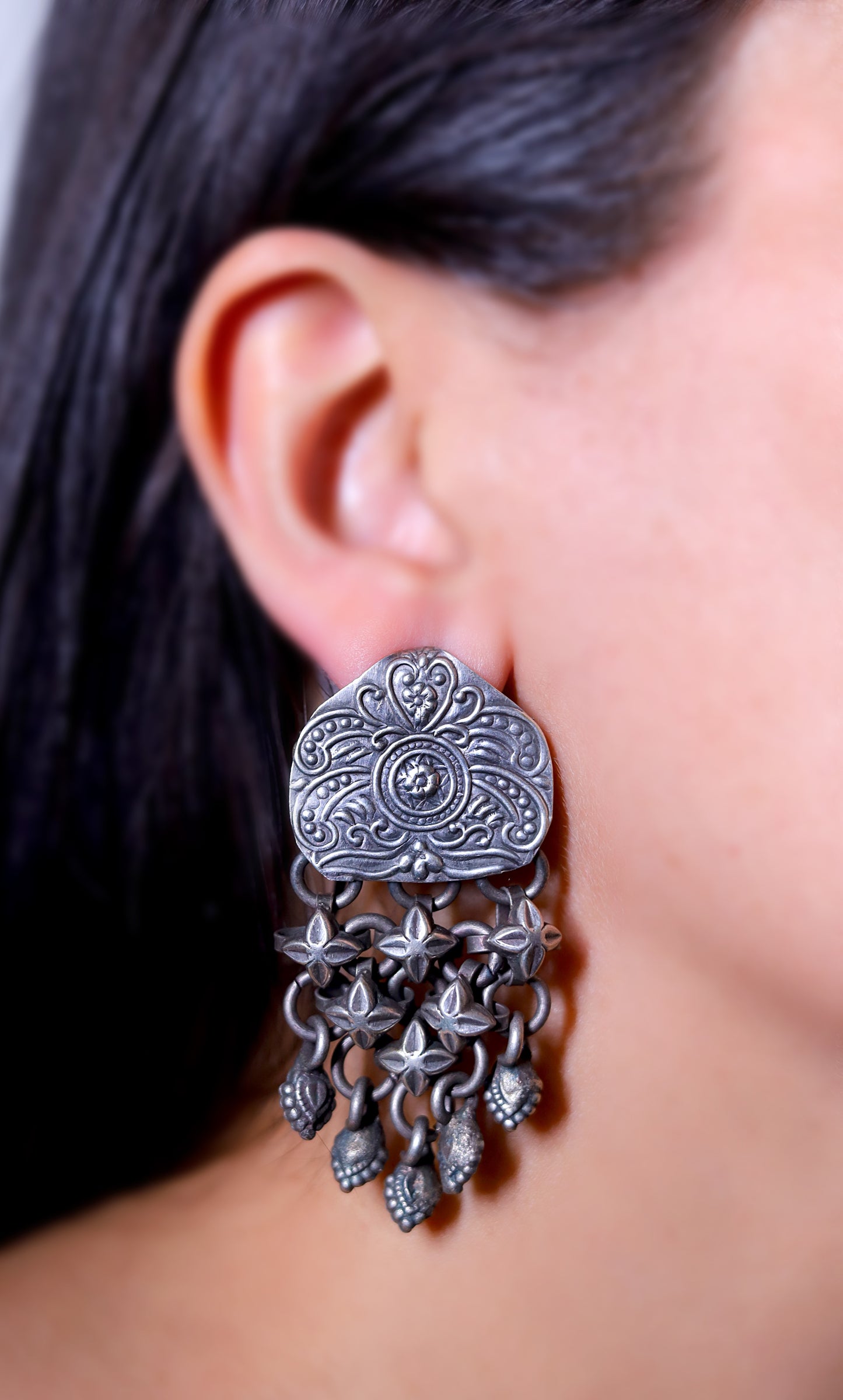 GAVI® Oxidised Brass Chain-Mail Earrings for that Vintage Look.