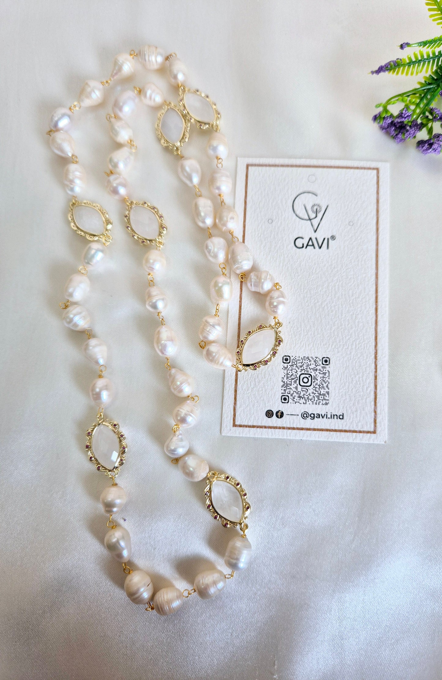 GAVI® Pear Stone Freshwater Pearls Necklace.
