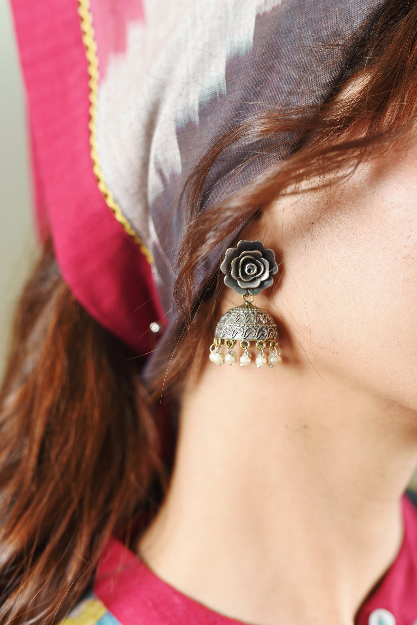 GAVI® Oxidized Pink / Green Necklace Set.