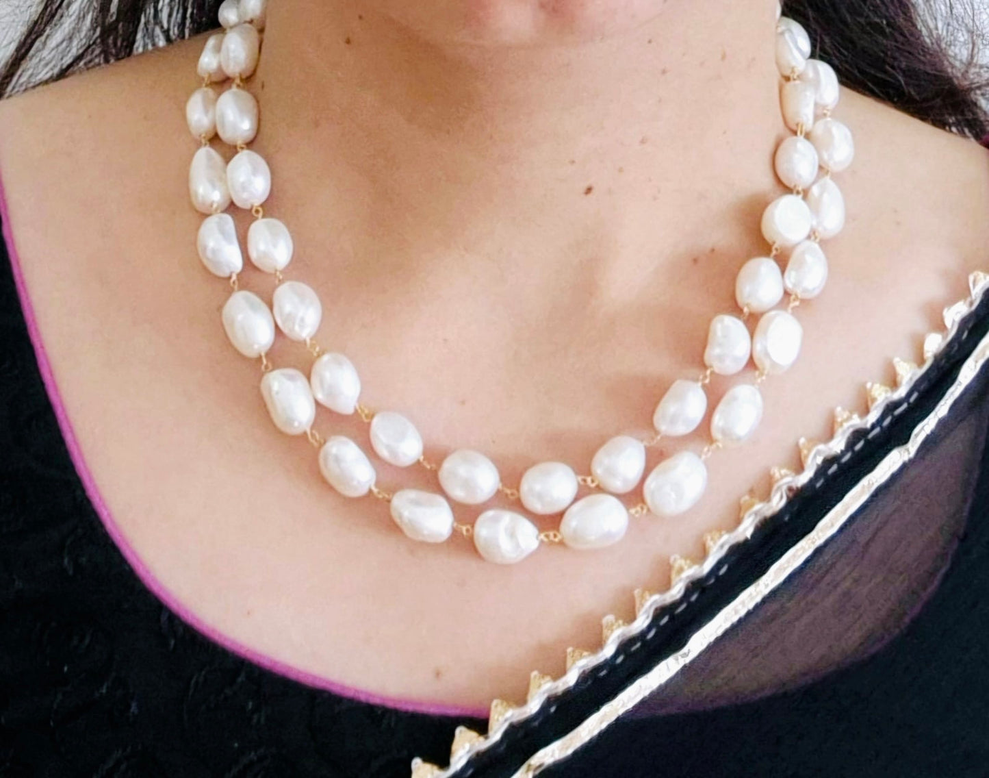 GAVI® Classic Chic Two Layer GAVI Pearl Necklace Made with Real Freshwater Pearls.