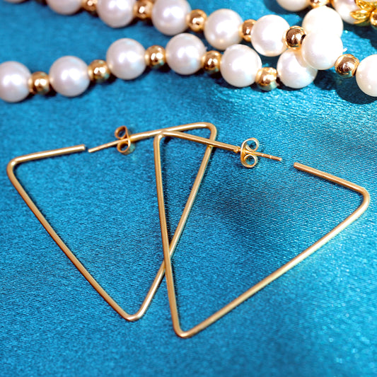 GAVI® Gold Triangle Hoops To 'Hook-the-Gaze' of Anyone Who Looks At You.