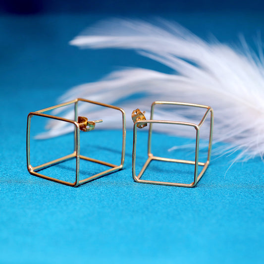 GAVI® Minimalist Chic Air-Cube Copper Alloy Earrings.