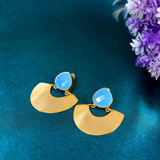 GAVI® Contemporary Copper Alloy Earrings with Blue Bright Onyx Core.