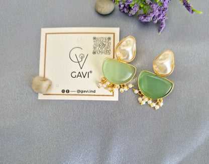 GAVI® Mother of Pearl Green stone earrings