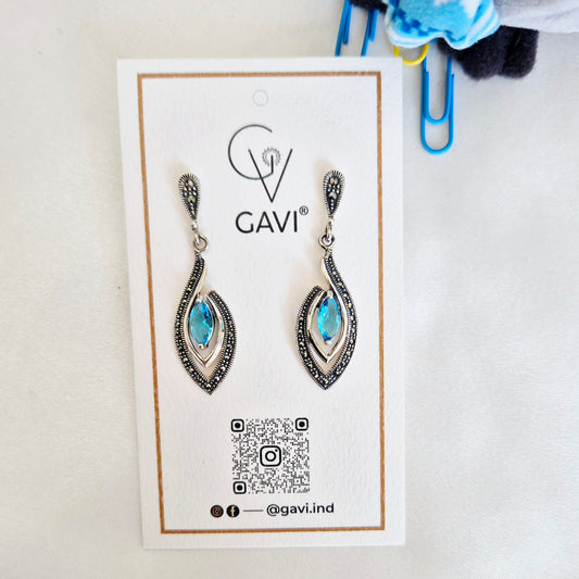 GAVI® Black and Blue Stone Silver 925 Danglers