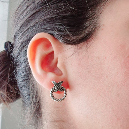 GAVI®  Black and Silver Round Silver 925 Studs