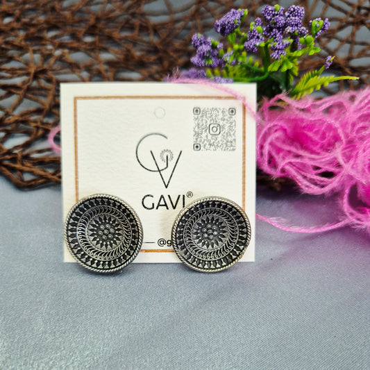 GAVI® Vintage Oxidized Round Stud Earrings