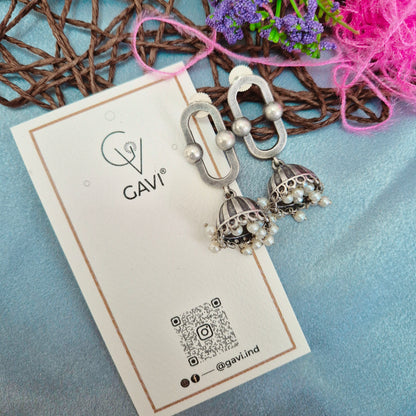 GAVI® Elegant Oxidized Jhumki Earring with Beads