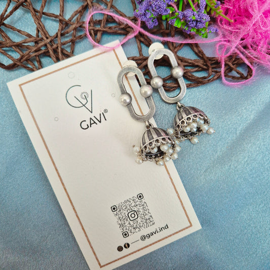 GAVI® Elegant Oxidized Jhumki Earring with Beads