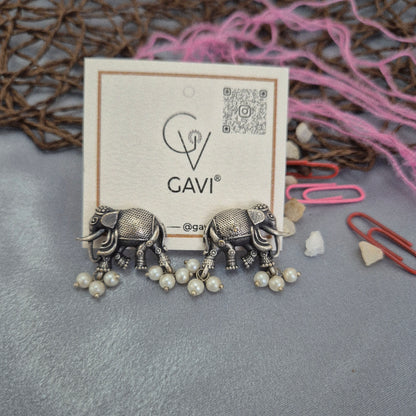 GAVI® Oxidized Royal Elephant Beads Drop Earrings