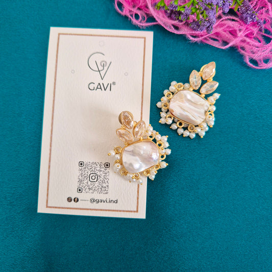 GAVI® Freshwater Pearl Earrings with White Onyx Stones