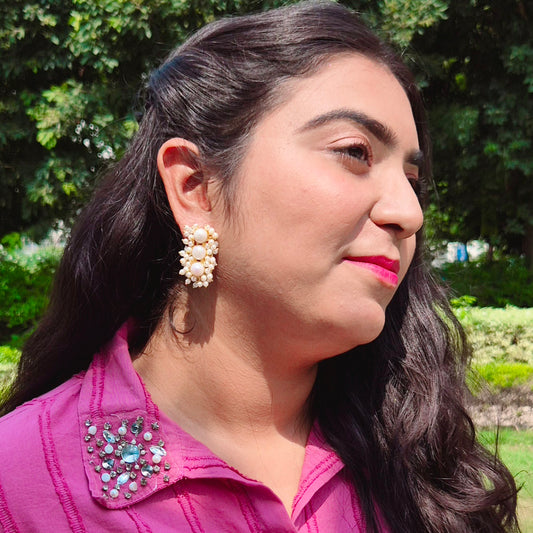 GAVI® Freshwater Pearl Studs with White Beads
