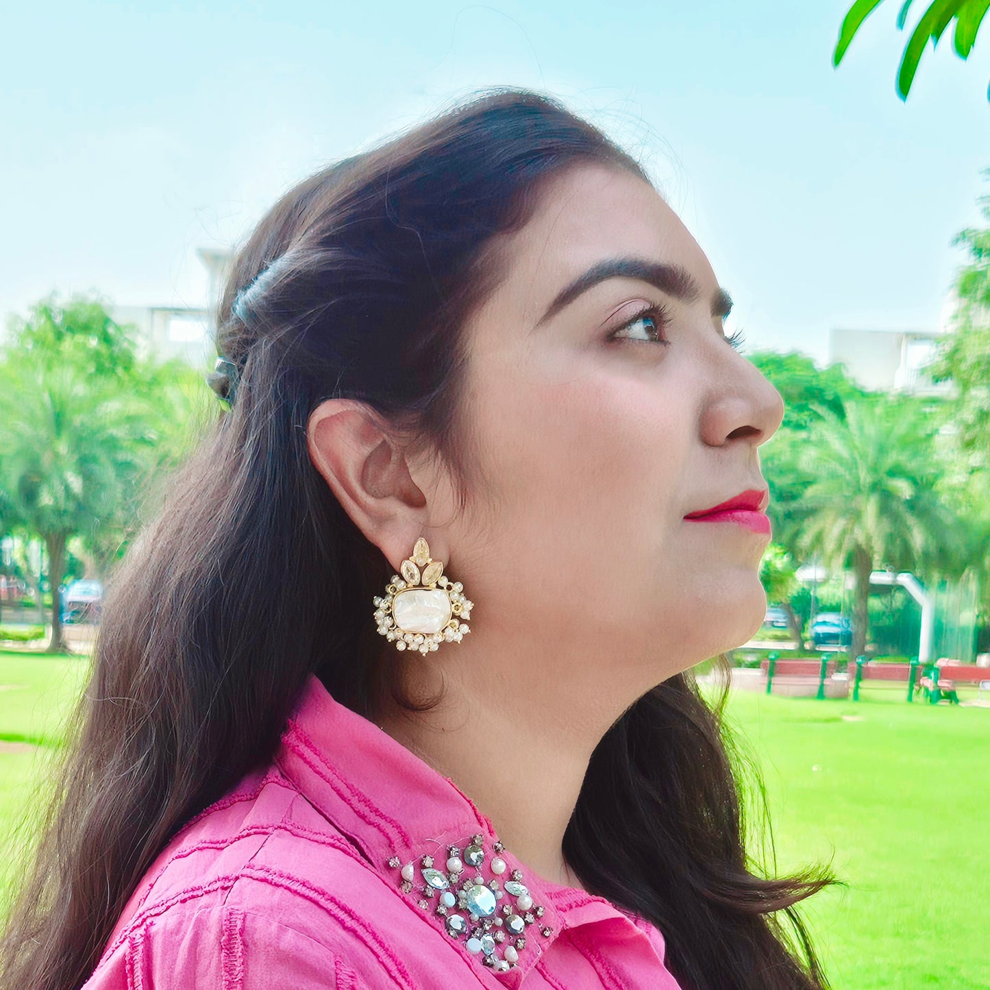 GAVI® Freshwater Pearl Earrings with White Onyx Stones
