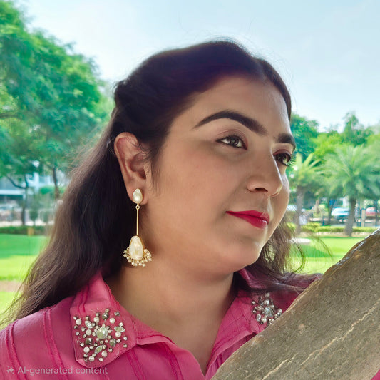 GAVI® Exquisite Mother of Pearl Danglers Showcasing Nature's Beauty and Style