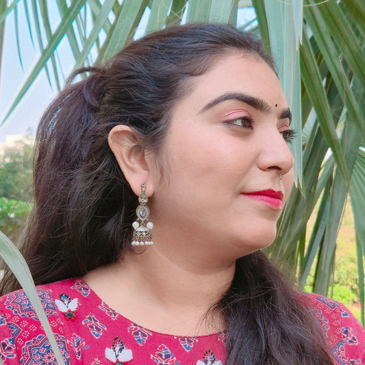 GAVI® Traditional Beaded Dual Tone Jhumki Earrings