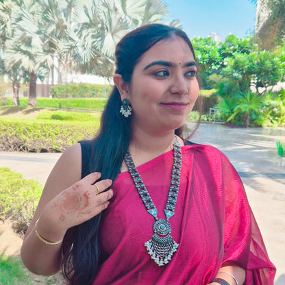 GAVI® Royal Black & White Oxidized Necklace Set