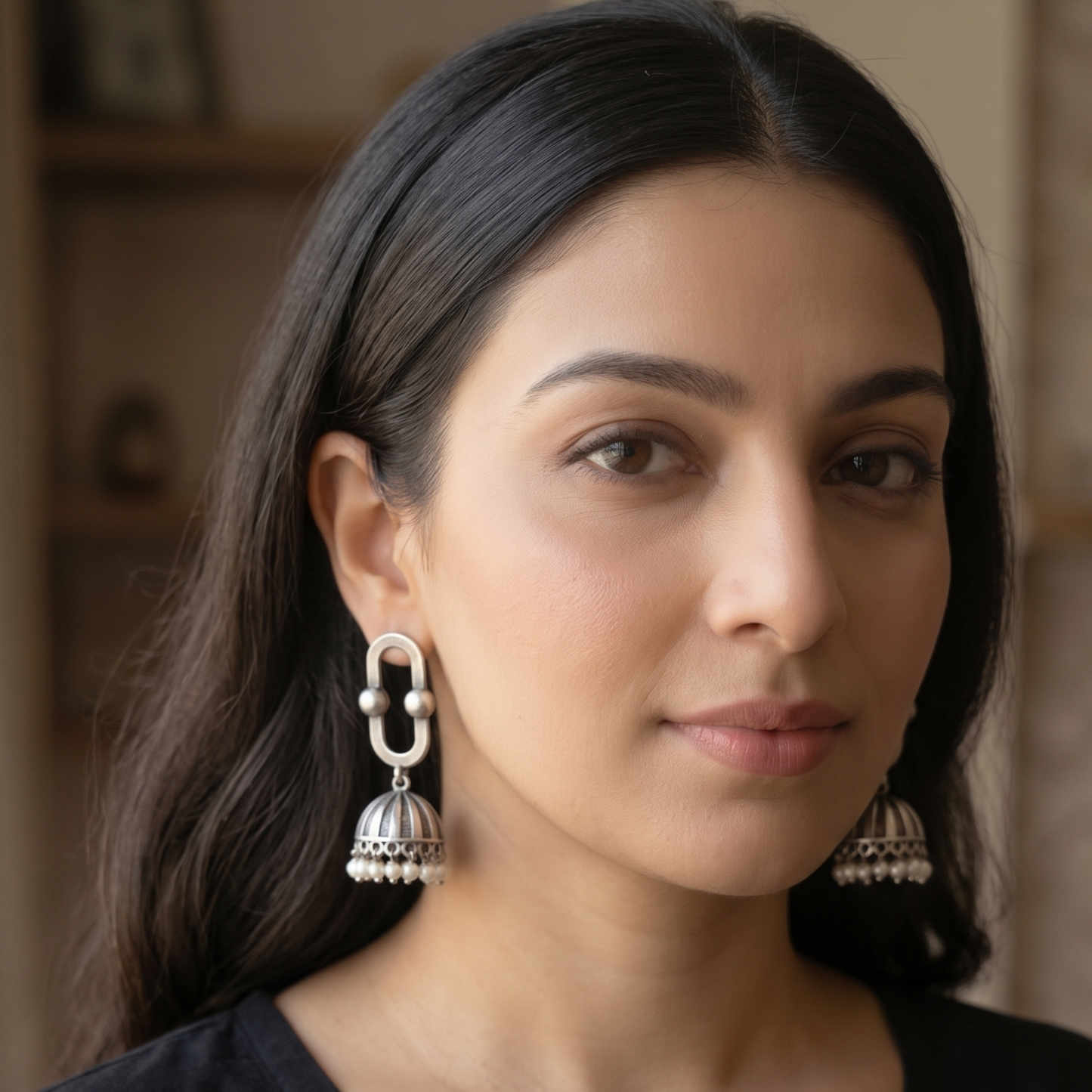 GAVI® Elegant Oxidized Jhumki Earring with Beads