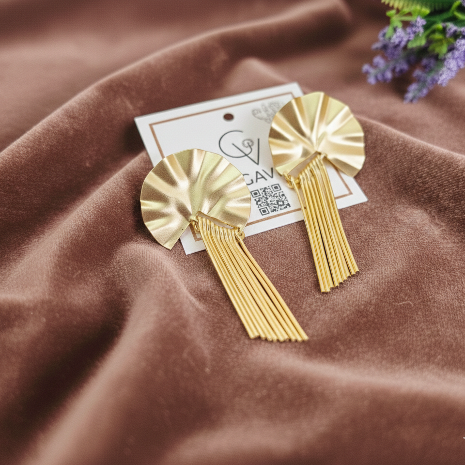 GAVI® Golden Sunburst Fringe Earrings