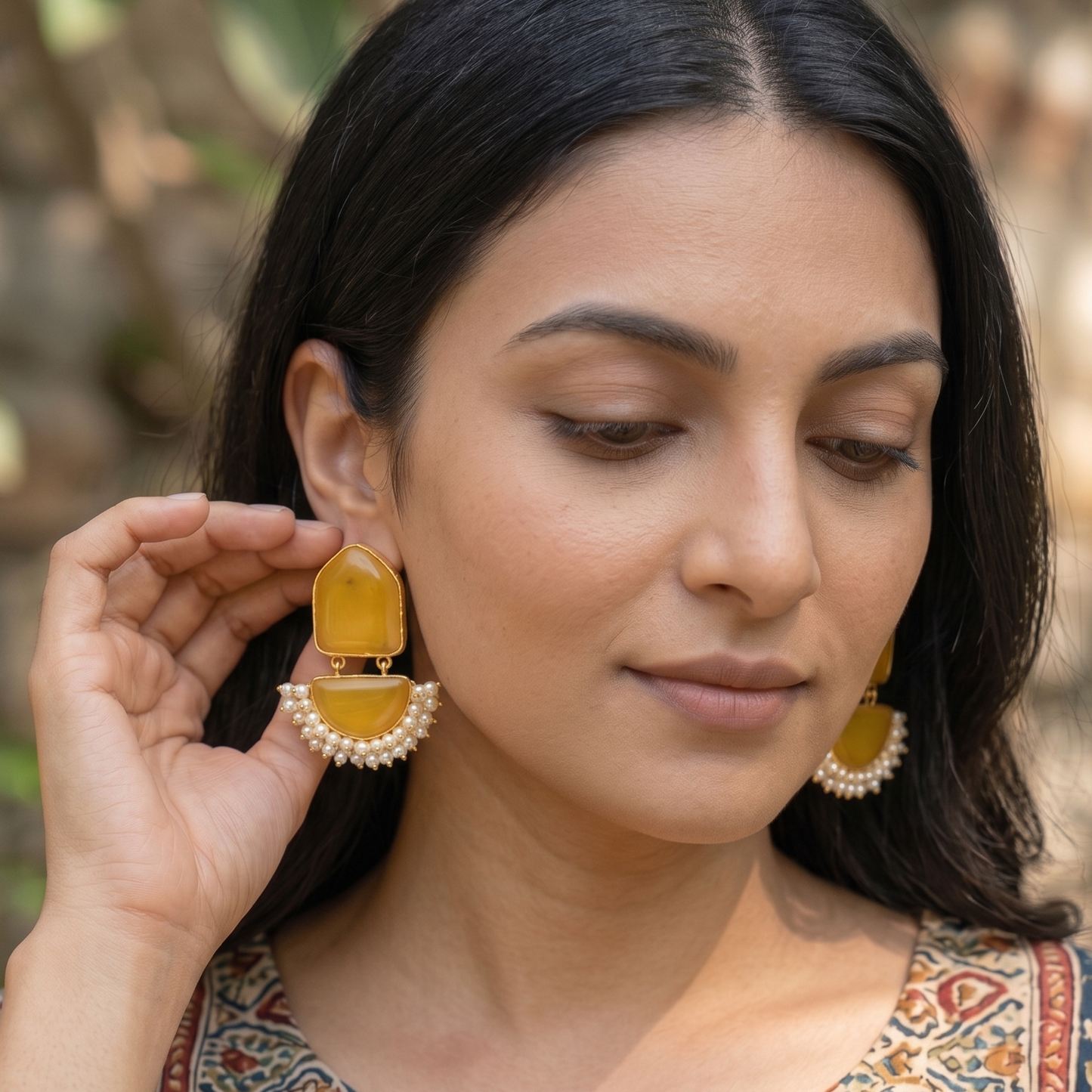 GAVI® Copper Alloy Yellow Onyx Stone Dangler