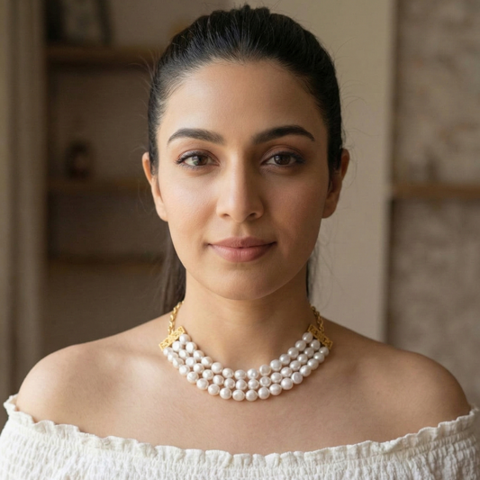 GAVI® Luminous Triple-Strand Necklace with Natural Freshwater Pearls