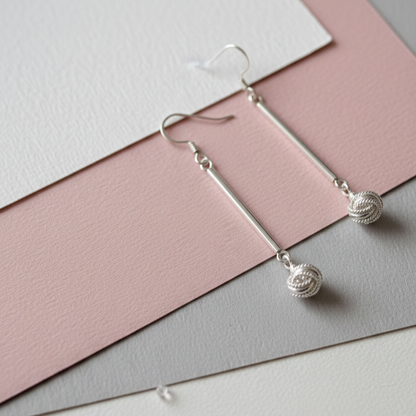 GAVI® Modern Minimalism Silver 925 Linear Knot Drop Earrings