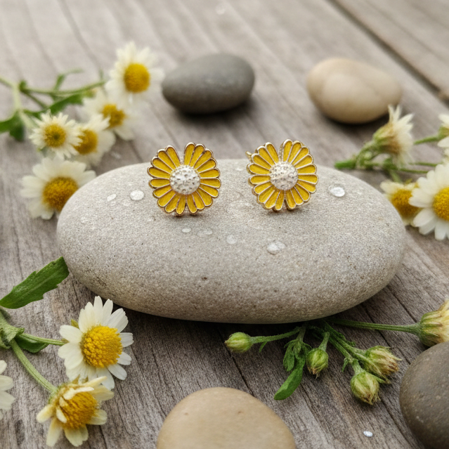GAVI® Elegant Daisy Studs in Durable Stainless Steel