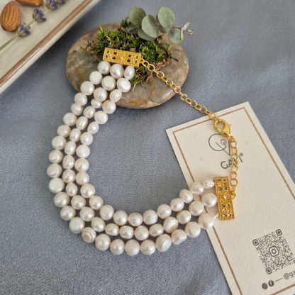 GAVI® Luminous Triple-Strand Necklace with Natural Freshwater Pearls