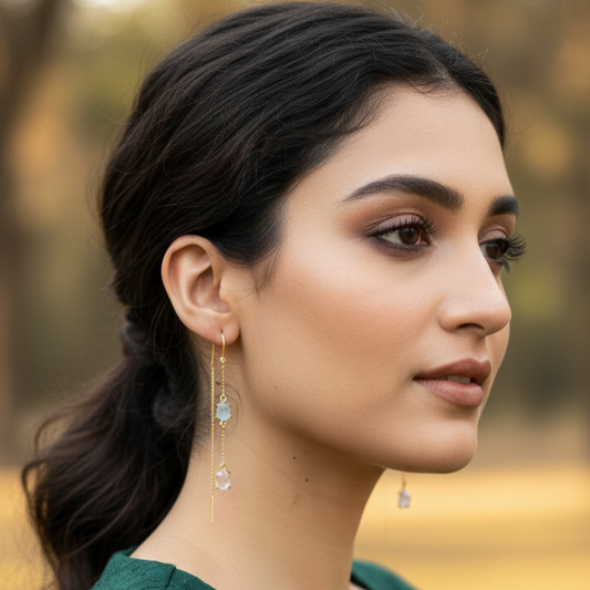 GAVI® Ethereal Pastel Gemstone Sui Dhaga Threader Earrings