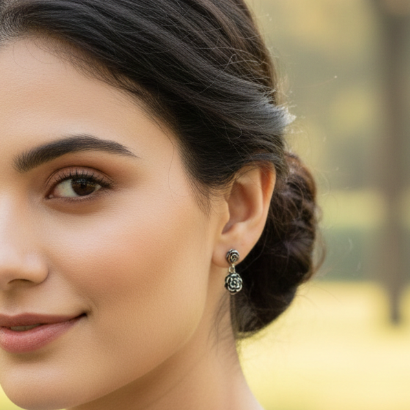 GAVI® Handcrafted Rose Studs in Silver 925