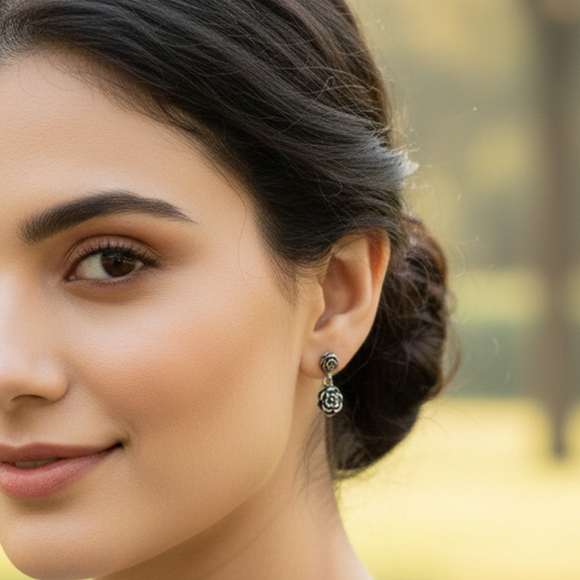 GAVI® Handcrafted Rose Studs in Silver 925