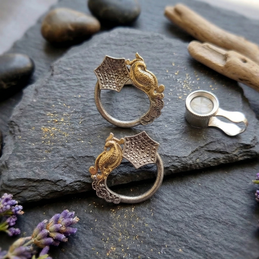 GAVI® Oxidized Golden Peacock Stud