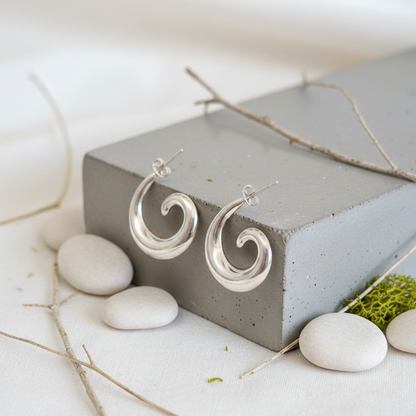 GAVI® Silver 925 Swirl Stud Hoops